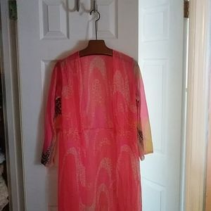 Vintage wrap dress with matching sheer coverall